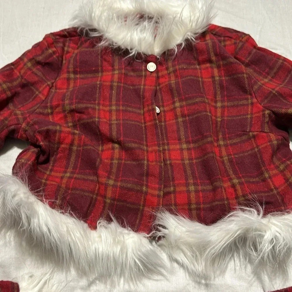 SHEIN Holiday Plaid Faux Fur Button Up Top and Skirt Medium Xmas - Picture 3 of 7
